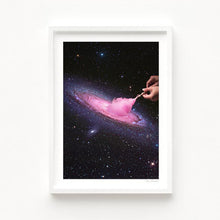 Cargar imagen en el visor de la galería, Cosmic Cotton Candy surreal artwork featuring a pink cotton candy swirl in the galaxy, perfect for modern art collections and space-themed decor that appeals to space art enthusiasts searching for distinctive and imaginative wall art pieces for their home art collection