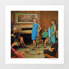 Charger l'image dans la galerie, "Aunt Sadie's Fashion Conscious Group" artwork by Vertigo Artography, featuring elegantly dressed women around a pentagram with red candles. A blend of vintage charm and modern surrealism, perfect for adding intrigue and sophistication to any space. Buy now and elevate your space with this conversation starter.