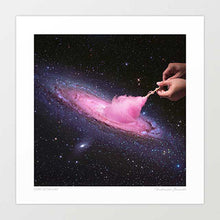 Cargar imagen en el visor de la galería, Cosmic Cotton Candy surreal artwork featuring a pink cotton candy swirl in the galaxy, perfect for modern art collections and space-themed decor that appeals to space art enthusiasts searching for distinctive and imaginative wall art pieces for their home art collection