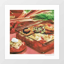 Load image into Gallery viewer, "Deserted on a Dessert" - Surreal artwork of a woman lounging in a dessert. Perfect for modern art lovers seeking unique and imaginative pieces with a retro pin up nod to the 1960s wall art.  Burlesque  wall art