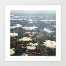 Cargar imagen en el visor de la galería, "Eggy Clouds" by Vertigo Artography - a surreal landscape art piece featuring clouds resembling fried eggs. Perfect for contemporary and whimsical art lovers. Unique nature inspired wall art with a touch of whimsy for sale.
