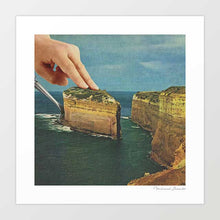 Cargar imagen en el visor de la galería, “Serving Up Cake by the Seaside” art print offers surreal charm with cliffs transformed into a slice of cake served on a plate. This imaginative collage poster is ideal for cafés, restaurants, and home kitchens looking for quirky and playful wall decor. Perfect for art buyers seeking posters, surreal wall prints, and gallery wall inspiration. A whimsical and conversation-starting piece of art that blends seaside landscapes with food culture in a bold surrealist style.
