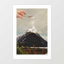 Cargar imagen en el visor de la galería, Adding the final baking flourish of icing sugar to the mountain top of Piopiotahi, Mitre Peak, Milford Sound, Southland New Zealand.