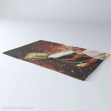 Cargar imagen en el visor de la galería, Close-up detail of Vertigo Artography artwork area rug — soft chenille texture with vibrant surreal print, statement homeware for eclectic interiors