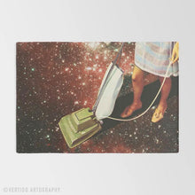 Cargar imagen en el visor de la galería, lose-up detail of Vertigo Artography artwork area rug — soft chenille texture with vibrant surreal print, statement homeware for eclectic interiors