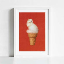 Cargar imagen en el visor de la galería, &#39;Cat Ice Cream - Red&#39; Art Print by Vertigo Artography